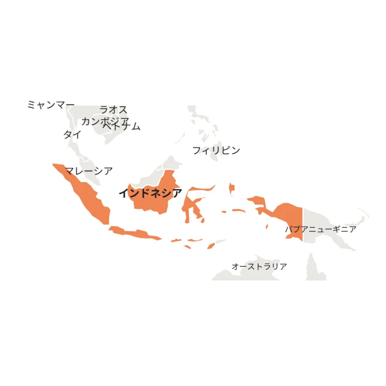 インドネシアの位置とコーヒー産地マップ
