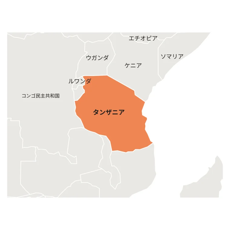 タンザニアの位置とコーヒー産地マップ