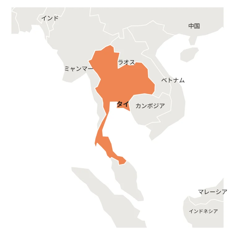 タイの位置とコーヒー産地マップ
